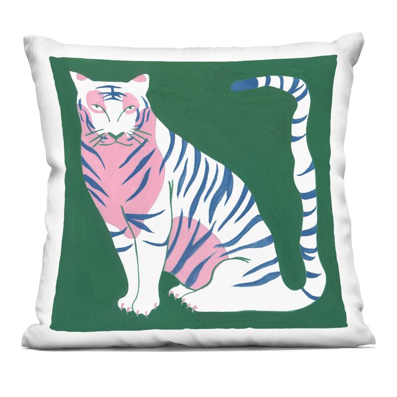Stupell Fierce Modern Tiger Decorative Printed Throw Pillow Design by Melissa Wang - Accent - Polyester - Green - Single