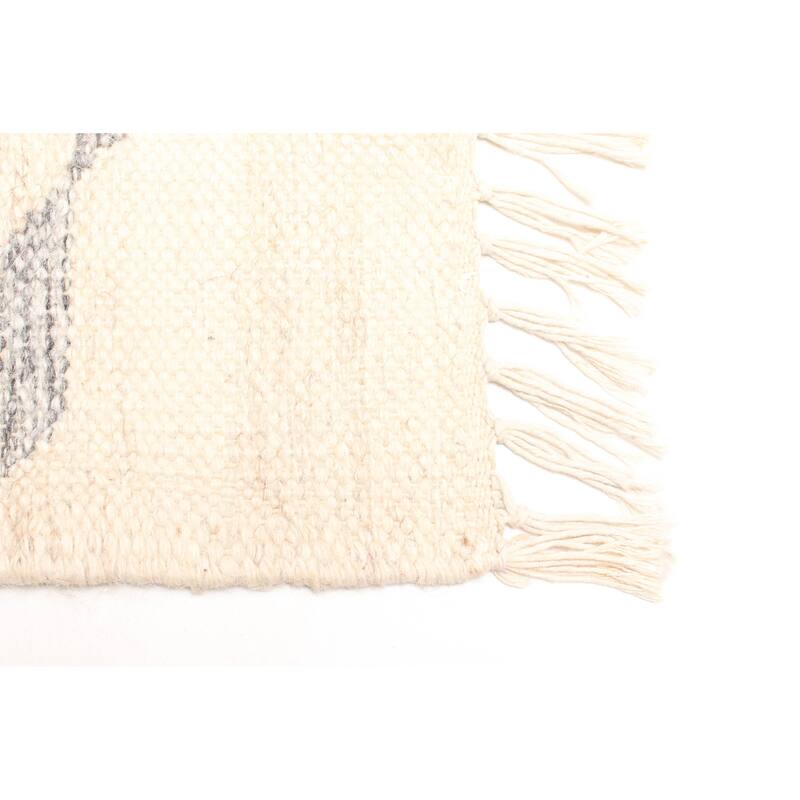 ECARPETGALLERY Flat-Weave Ankara FW Cream Wool Kilim - 5'2 x 7'7