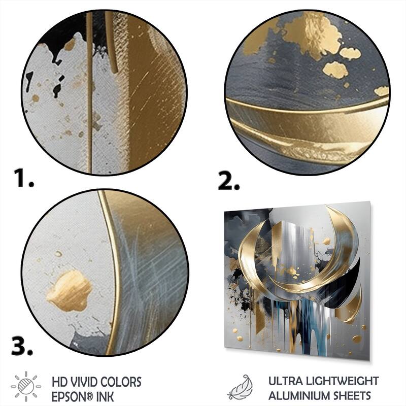 Designart "Abstract Shapes And Lines I" Abstract Marble Metal Wall Art