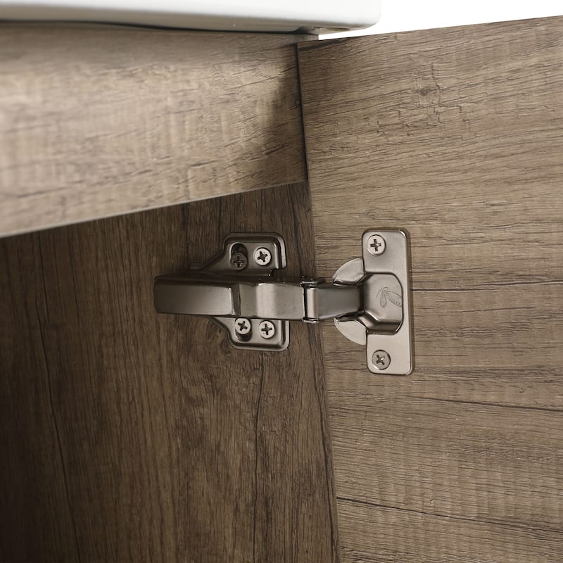 19 inch Plywood Wall Mounted Bathroom Vanity Set in Grey with Integrated Ceramic Sink