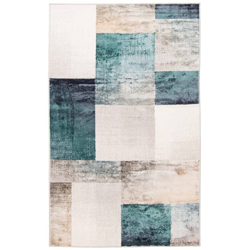 ECARPETGALLERY Machine Woven Rylie Teal Area Rug - Teal - 5' x 8' - Rectangle