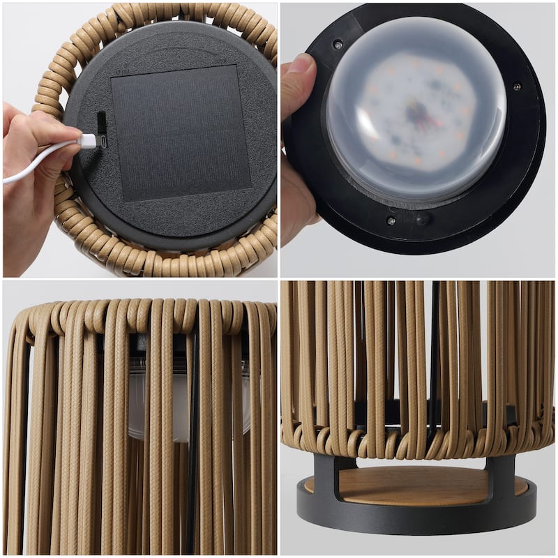 Modern Faux Indoor/Outdoor LED Solar Powered Lantern, By JONATHAN Y