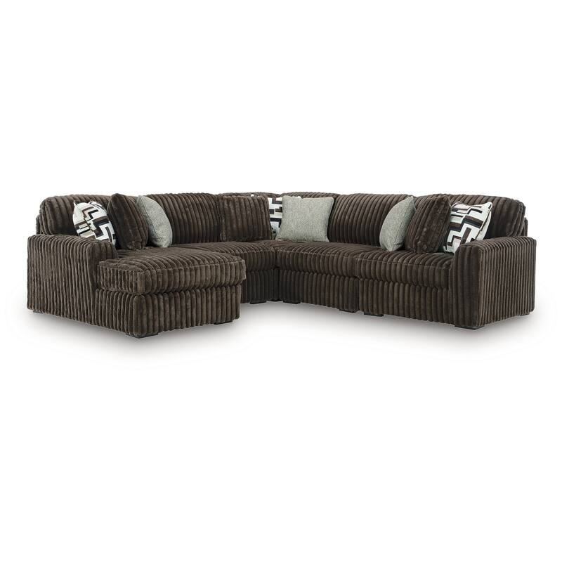 Signature Design by Ashley Midnight-Madness Dark Brown 5-Piece Sectional with Chaise - Right Facing