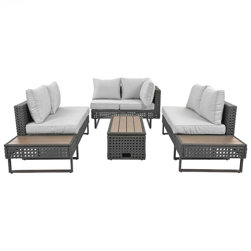 6-Pers Diamond Weave Patio Sectional Furniture Set