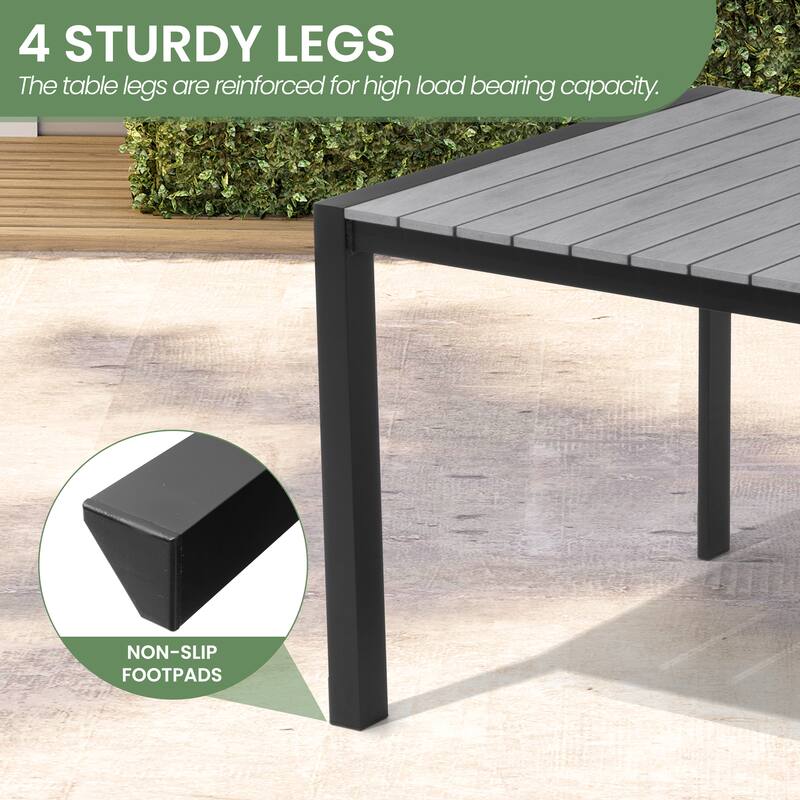 7-Piece Outdoor Patio Aluminum Dining Table with Stackable Dining Chairs