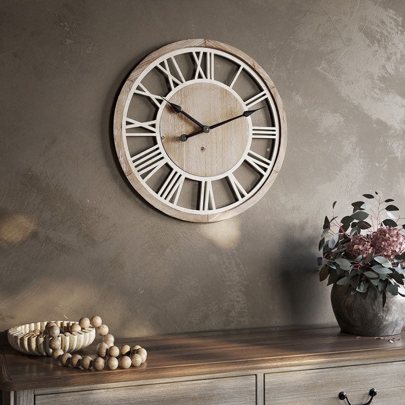 Seraphine Farmhouse Wooden Wall Clock - 23.75"H x 23.75"W x 1"D