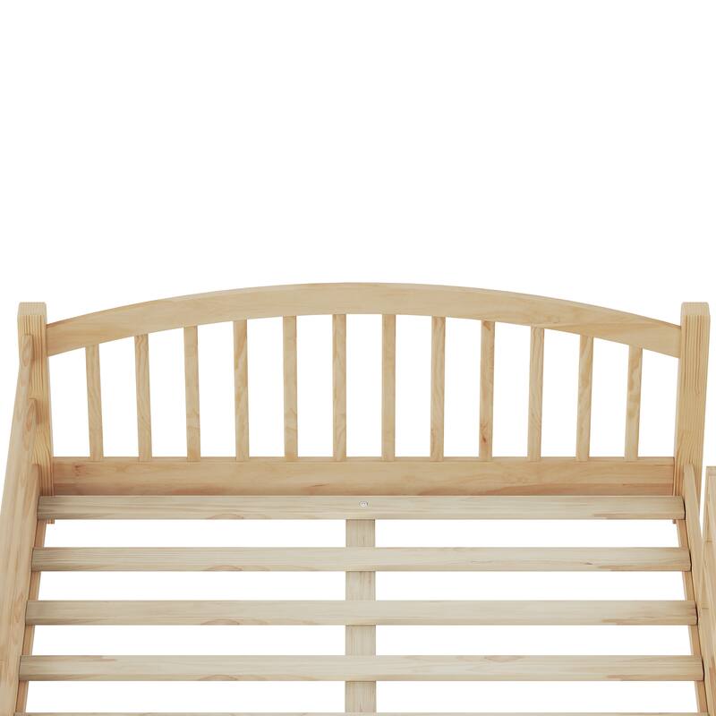 Montessori Floor Bed with Fence - Full/Twin Solid Wood, Slats & Safety Guardrails, Easy Assemble