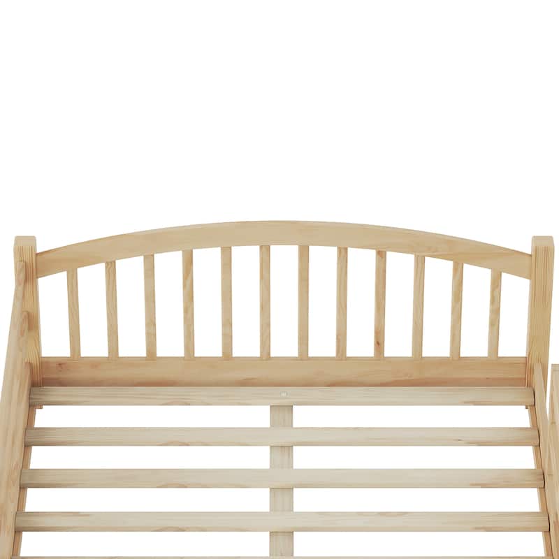 Solid Wood Floor Bed Montessori Bed with Safety Guardrails Without Door