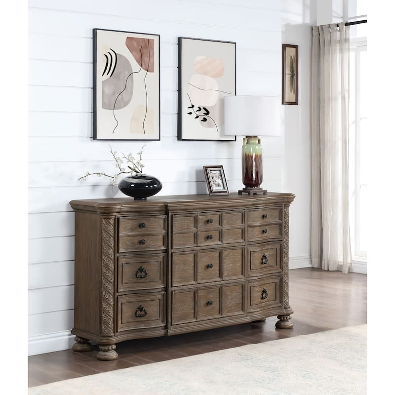 Emmett Traditional Wood 9-drawer Dresser Walnut