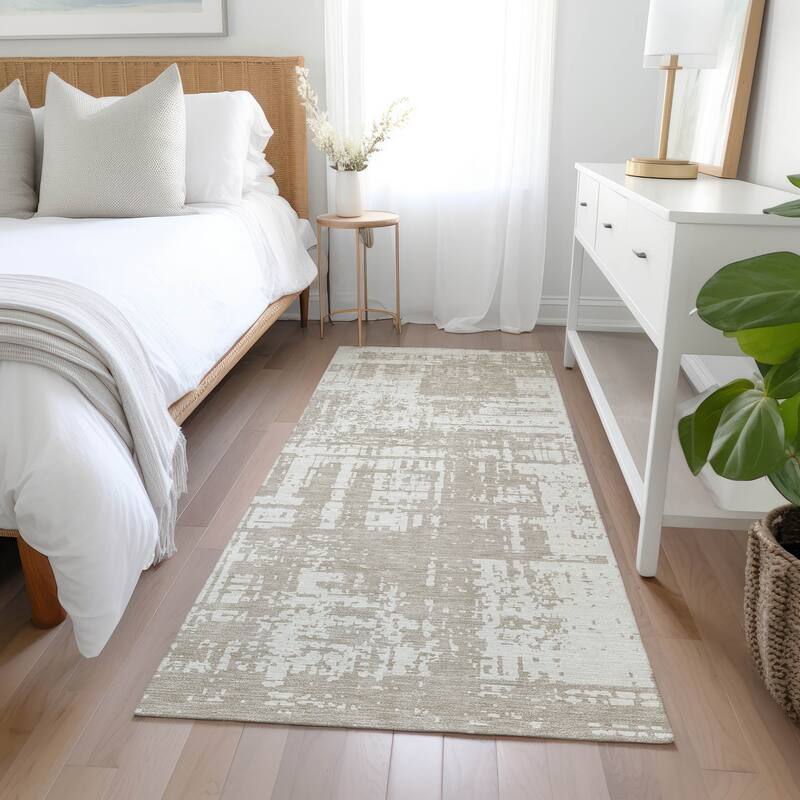 Machine Washable Indoor/ Outdoor Chantille Solid Abstract Rug