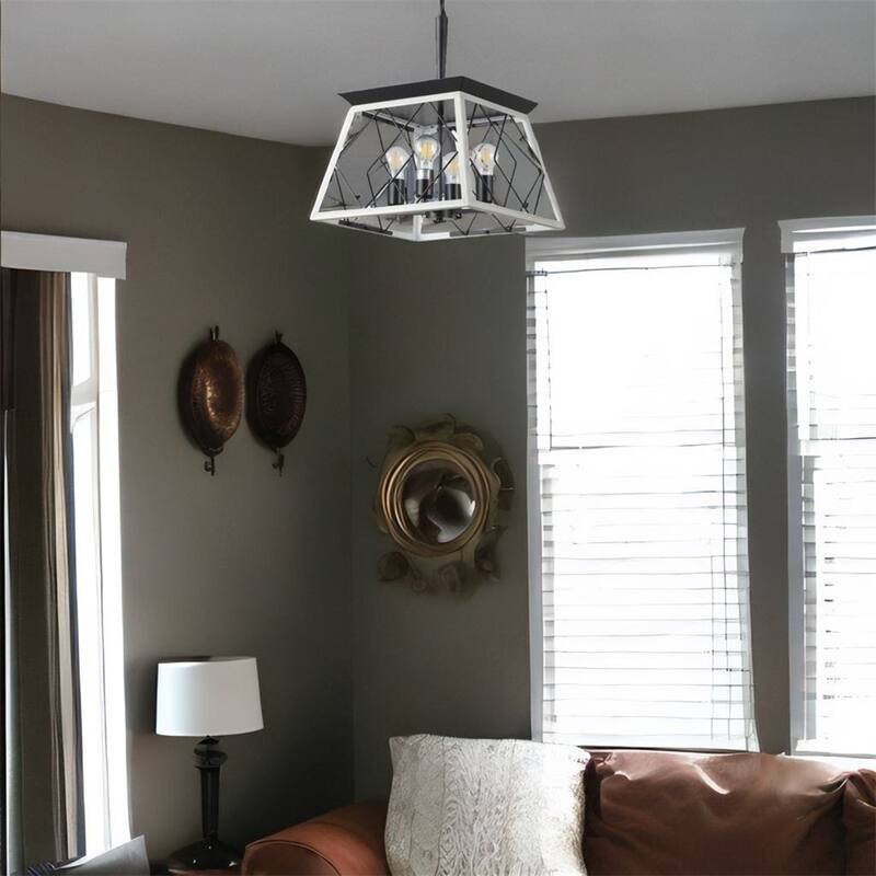 4-Light Chandeliers with Dimmable and Height Adjustable(No Bulbs) - White