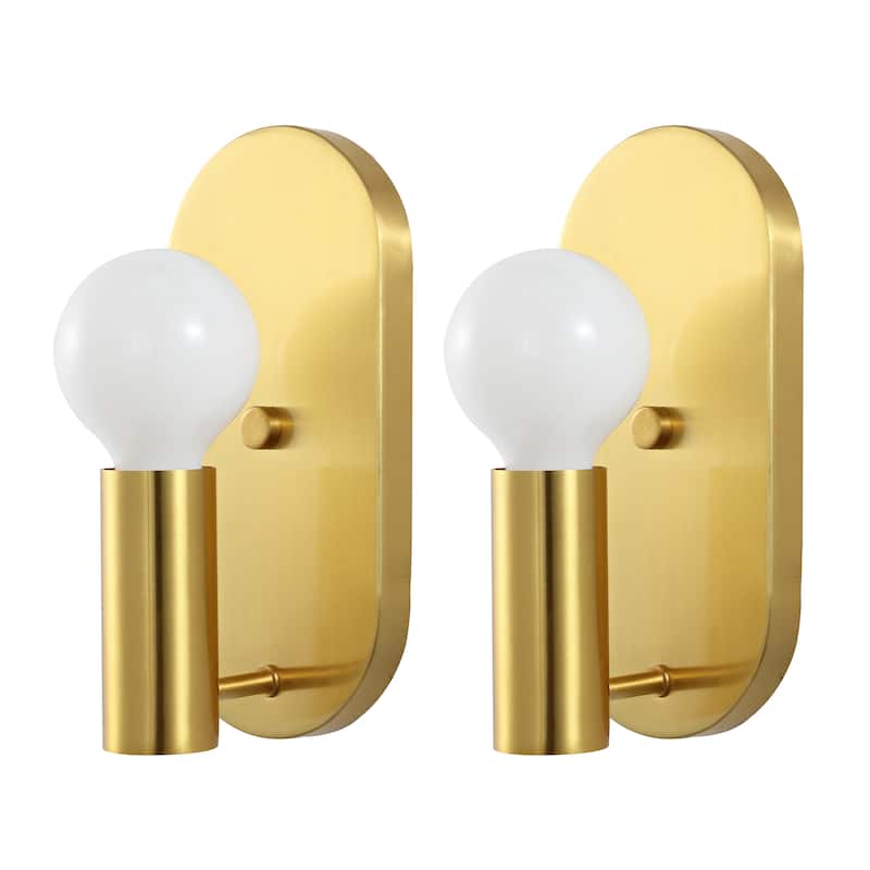 SAFAVIEH Lighting Suniti Wall Sconce (Set of 2) - 5" W x 4" D x 10" H - Satin Brass/Opal - 5Wx4Dx10H