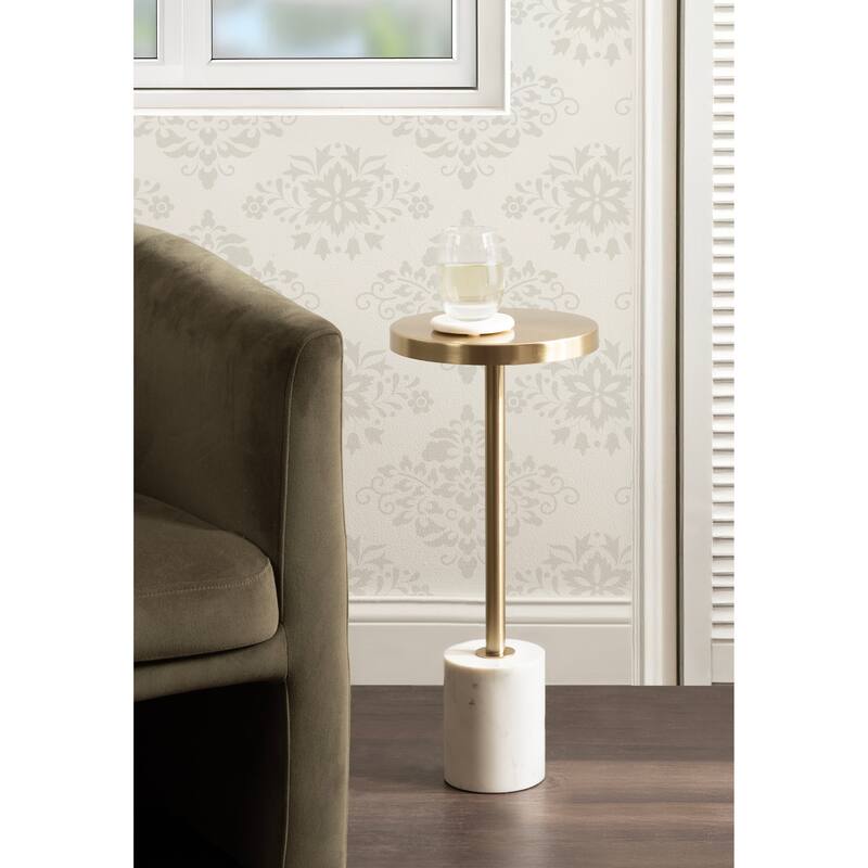 Kate and Laurel Hescott Metal and Marble Pedestal Table