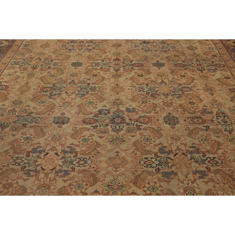Hand Knotted Oriental 100% Wool Carpet Traditional Floral Brown Sultanabad Area Rug - 12' 5'' X 10' 9''