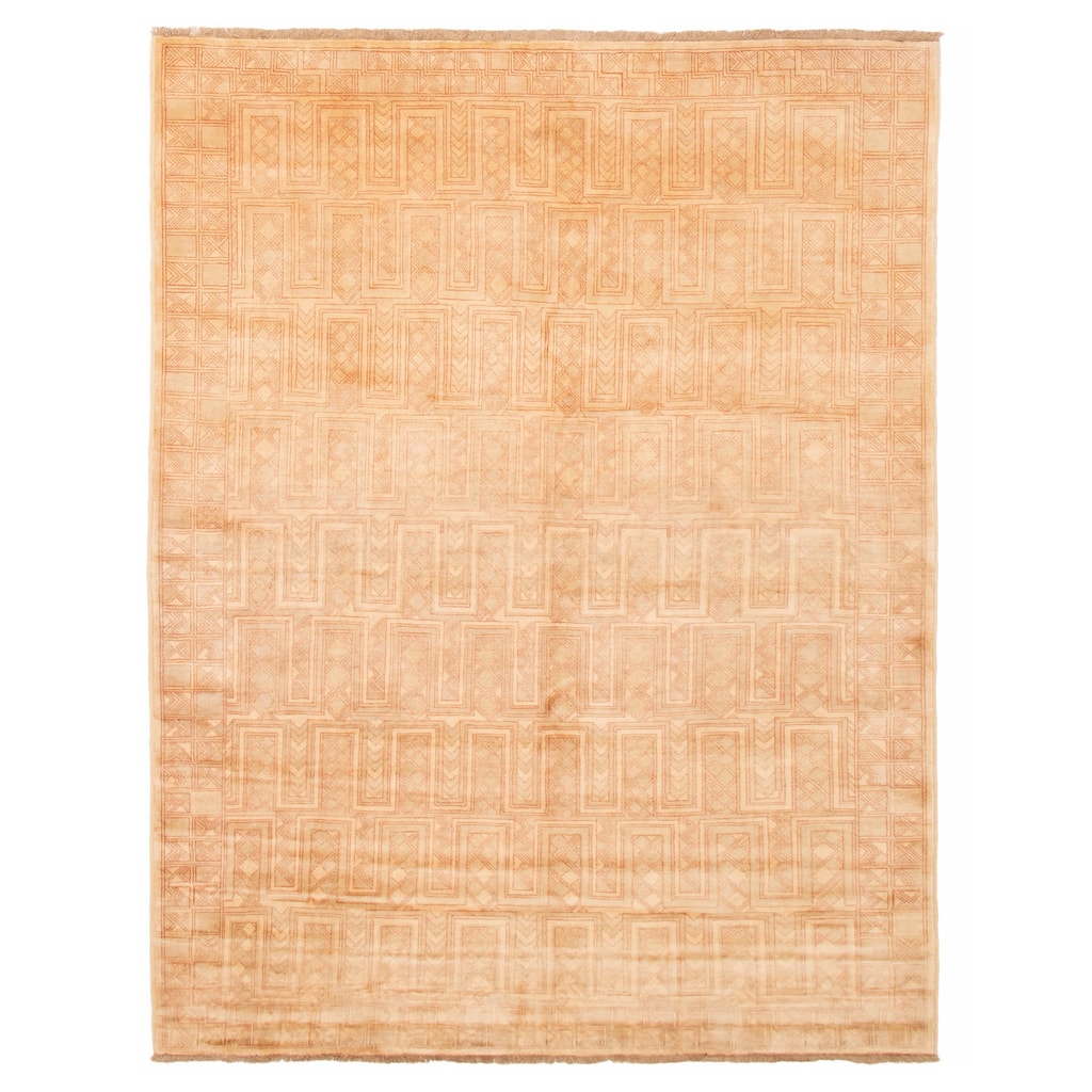 ECARPETGALLERY Hand-knotted Finest Peshawar Ziegler Beige Wool Rug - 7'8 x 9'8