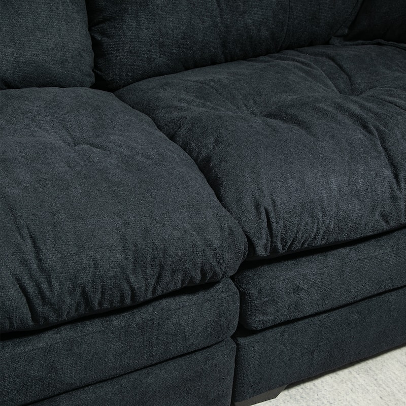 Deep Seat Loveseat Sofa Chenille Dual-Layer Upholstered Lounge Couch