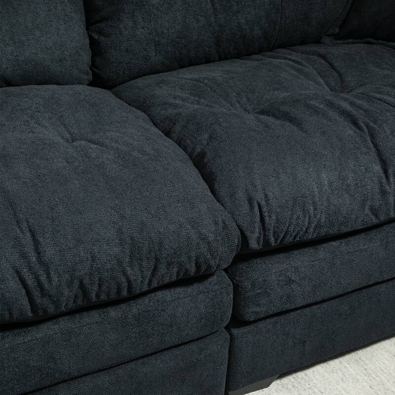 Small Sofa Loveseat Deep Seat Sofa Couch with 2 Throw Pillows, 2-Seater Settee with Pillow Top Armrests