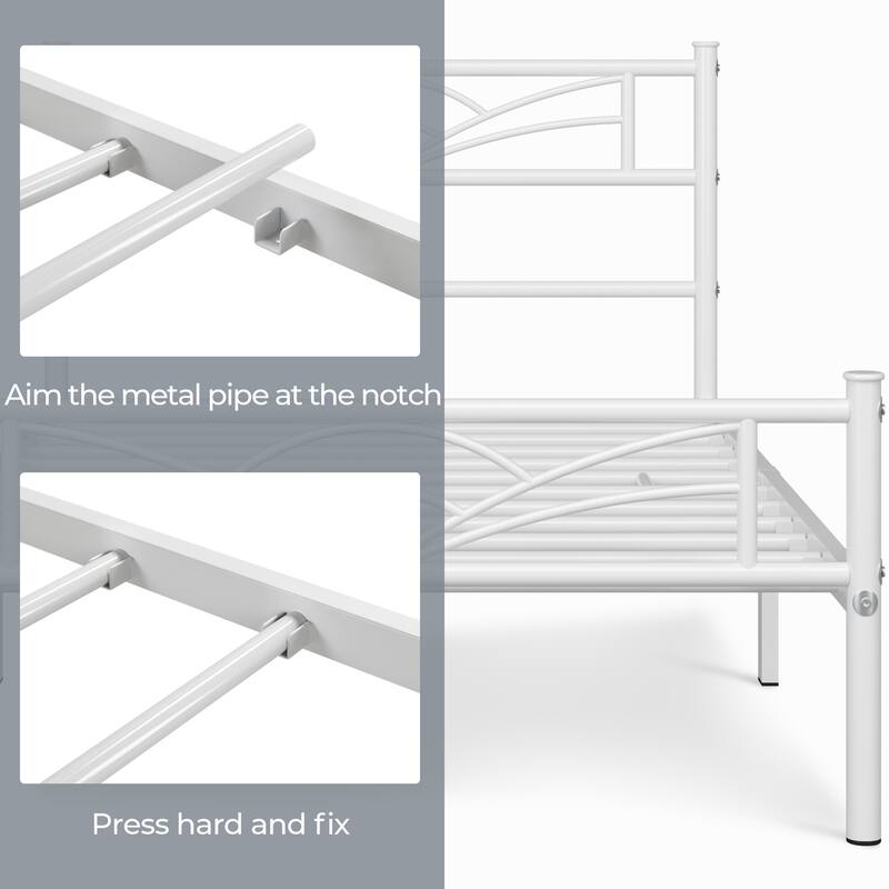 Yaheetech Metal Platform Bed Frame with Underbed Storage Bed Frame with Cloud-inspired Design Headboard