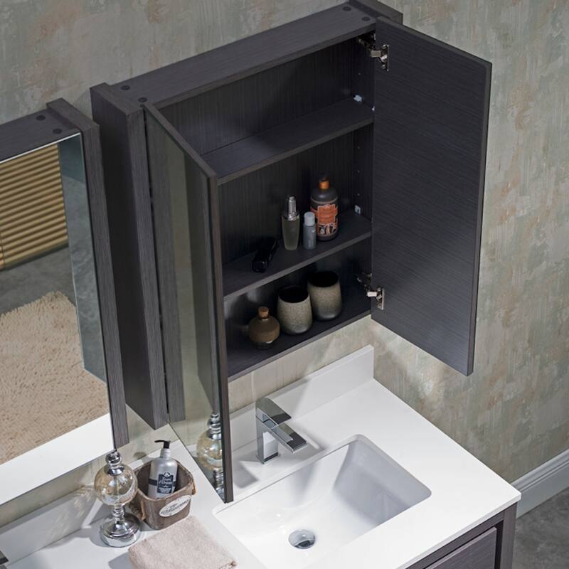 Solid Wood Bathroom Vanity with Mirror Medicine Cabinet