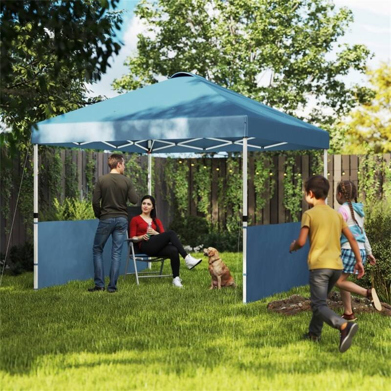 Sea Blue Metal Oxford Fabric Outdoor Canopy Tent with Removable Walls - 116.9" L x 116.9" W x 113" H