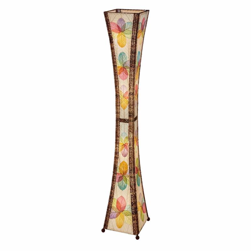 Eangee Handmade Hourglass Giant Floor Lamp, Jackfruit Leaves Shade, 13 x 13 x 72 in.