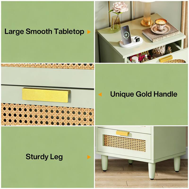 Rattan Side Table,Small Storage Cabinet,Nightstand
