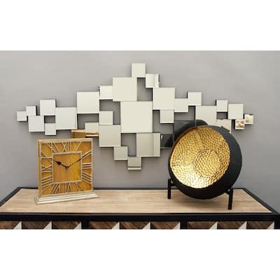 Silver Glass Room Wall Mirror with Square Mirrors