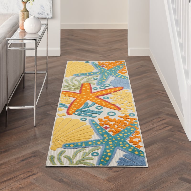 Nourison Aloha Coastal Starfish Indoor/Outdoor Area Rug - 2'3" x 8' Runner - Multi