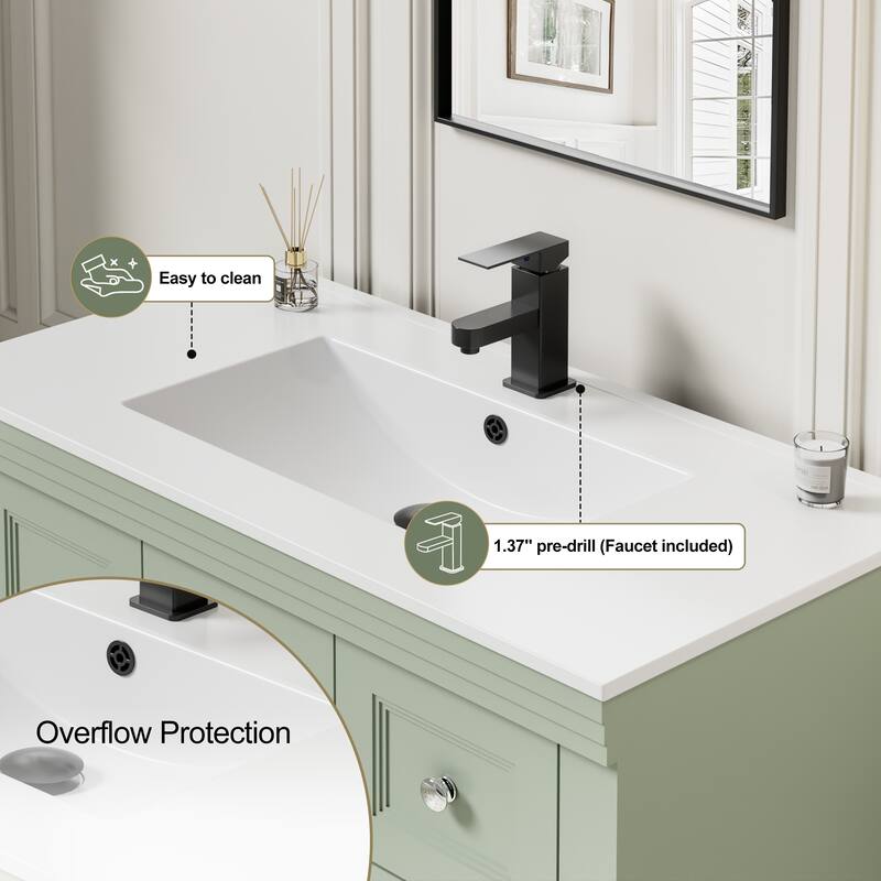 36"/48" Open Shelf Bathroom Vanity with Drop in Sink Drawer