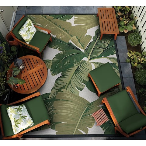 Gelato Tropical Palm Green- Ivory Indoor/ Outdoor Area Rug