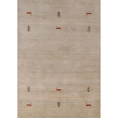Little Animals Gabbeh Indian Foyer Rug Handmade Wool Carpet - 3'2" x 4'9"