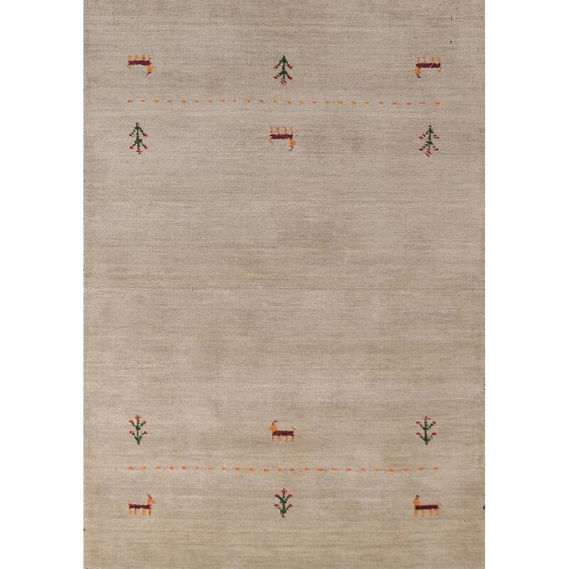 Little Animals Gabbeh Indian Foyer Rug Handmade Wool Carpet - 3'2" x 4'9"