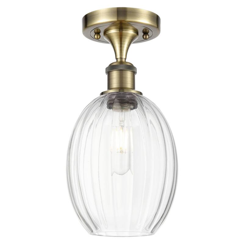 Innovations Lighting 516-1C-12-7 Preston Semi-Flush Preston 7" Wide - Antique Brass / Clear