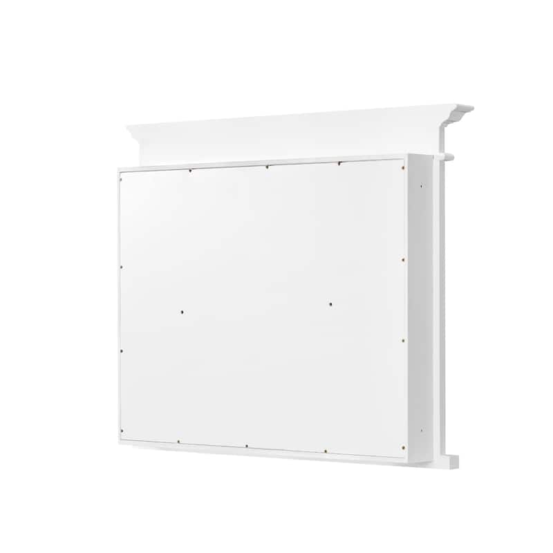 32''H Recessed Mount Solid Wood Framed Medicine Cabinet With Mirror And Shelves