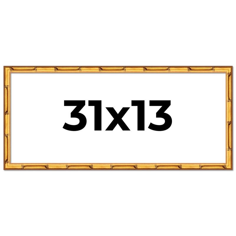 31x13 Frame Gold Bamboo Picture Frame Modern Photo Frame Includes UV Acrylic Shatter Guard Front Acid Free Foam Backing Board