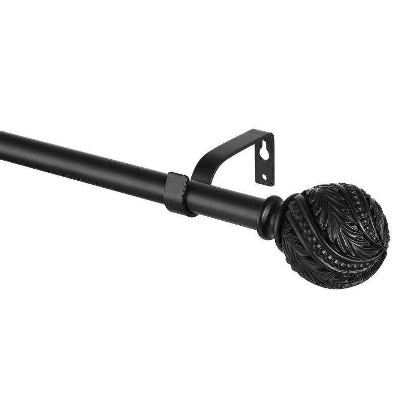Debuono Black Adjustable Curtain Rod with Final Set