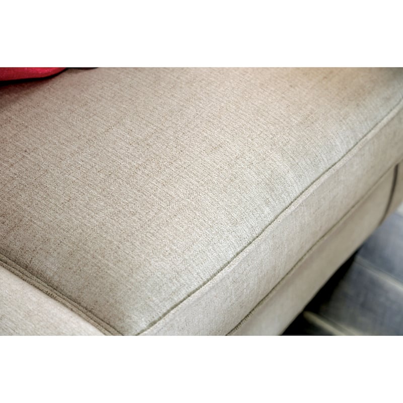 Lilu Transitional Ivory Chenille Upholstered Sloped Arms Sofa by Furniture of America