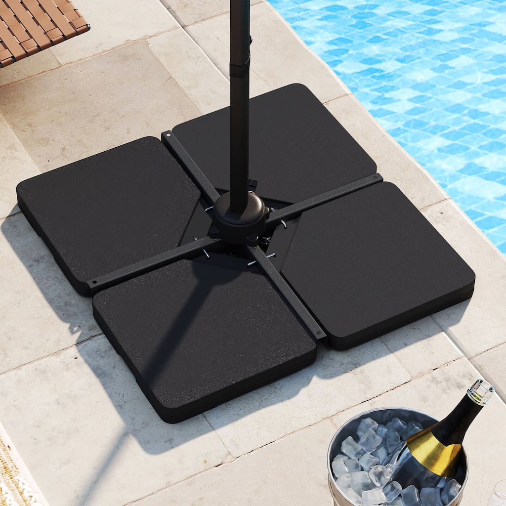 Costway Offset Umbrella Base with 4 Square HDPE Plate & 4 Connection - See Details