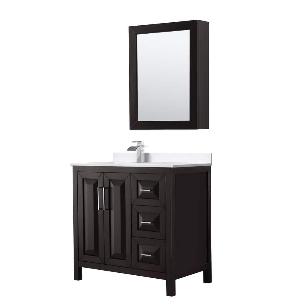 Daria 36-inch Single Vanity, Cultured Marble Top, Med Cabinet