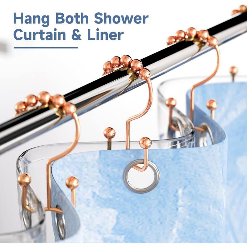 Rust-proof Metal Double Sliding Shower Hooks for Bathroom Shower Rods and Curtains, 12 Pack