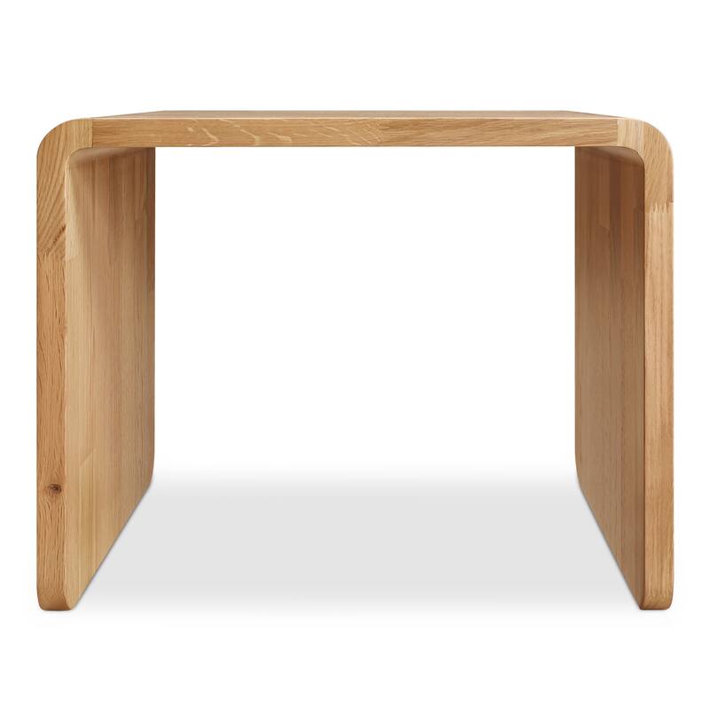 NADAAL STUDIOS Marenith Side Table, C-Side Solid Walnut Curved Edge Reversible Use, Walnut Brown