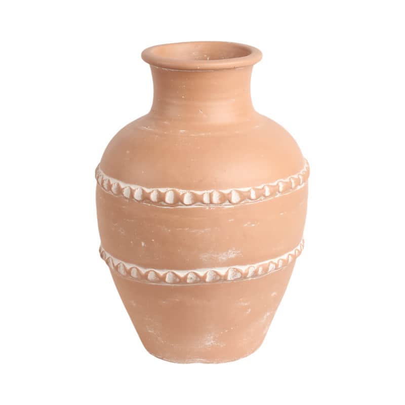 Pottery Terracotta Vase Artisan Style Traditional Classic Silhouette - Red/ Red - 12" x 12" x 17"