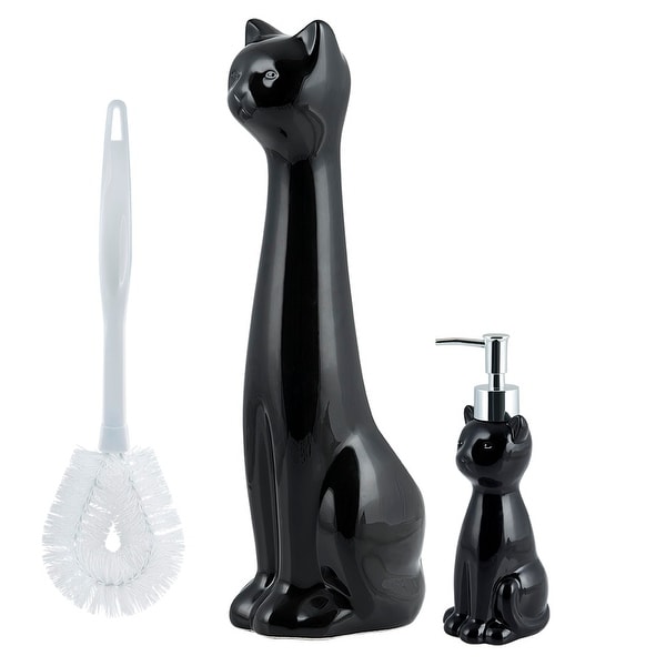 Toilet brush deals holder ceramic cat