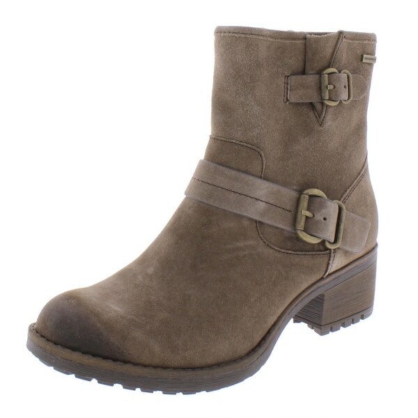 taupe suede block heels
