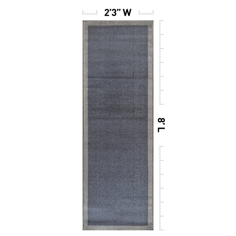 Modern Geometric Stripe Bordered Area Rug for Living Room, Bedroom, or Entryway - Low Pile Indoor Rug