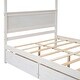 preview thumbnail 10 of 9, White Full Wood Canopy Platform Bed with Drawers - MDF & Pinewood Support Slats