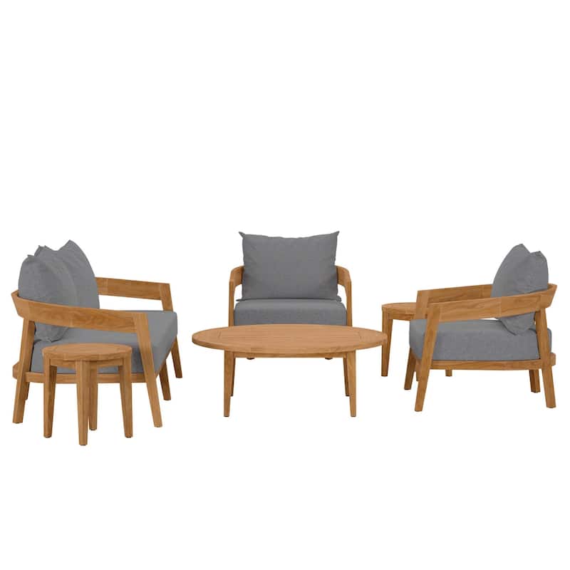 Brisbane 6-Piece Teak Wood Outdoor Patio Outdoor Patio Set