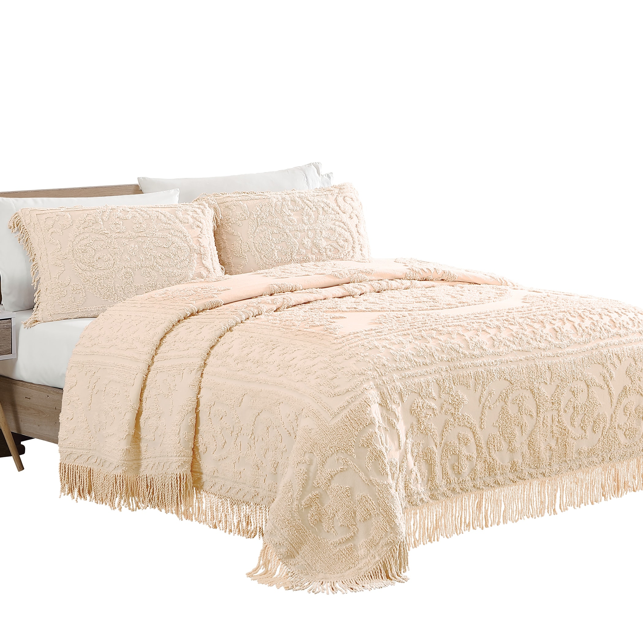 Beatrice Home Fashions Medallion Chenille Bedspread Queen Gold