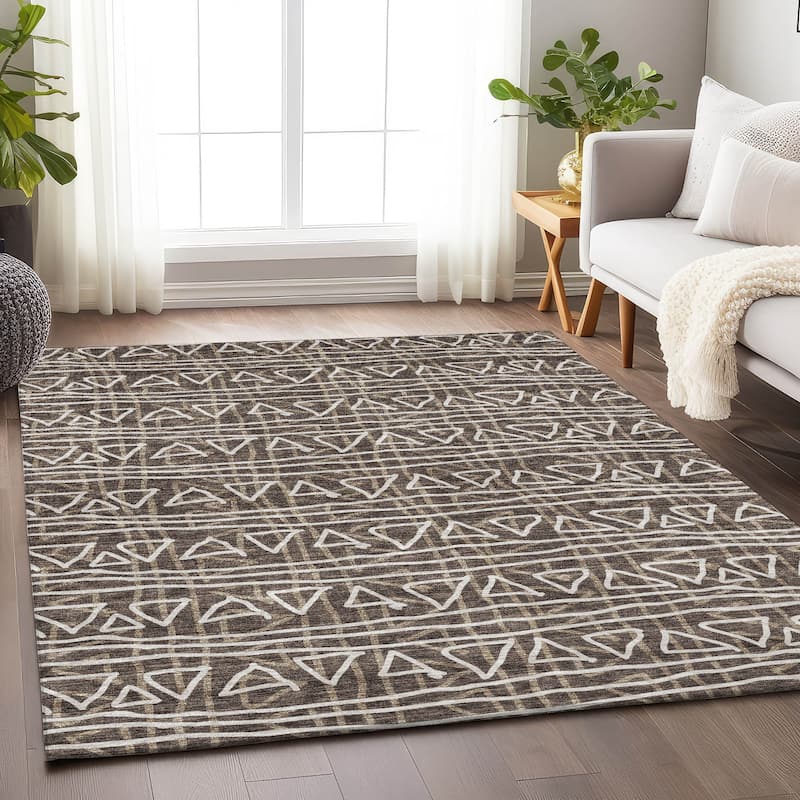 Premium Washable Super Soft Geo Mayfield Rug - Chocolate - 3' x 5' - Rectangle