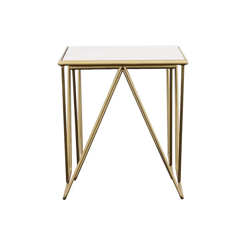 Bette 2-piece Marble Top Nesting Table Set Gold